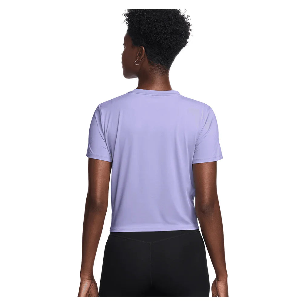 Women`s One Classic Twist Short Sleeve Top Lilac Ice and Black Apparel Nike