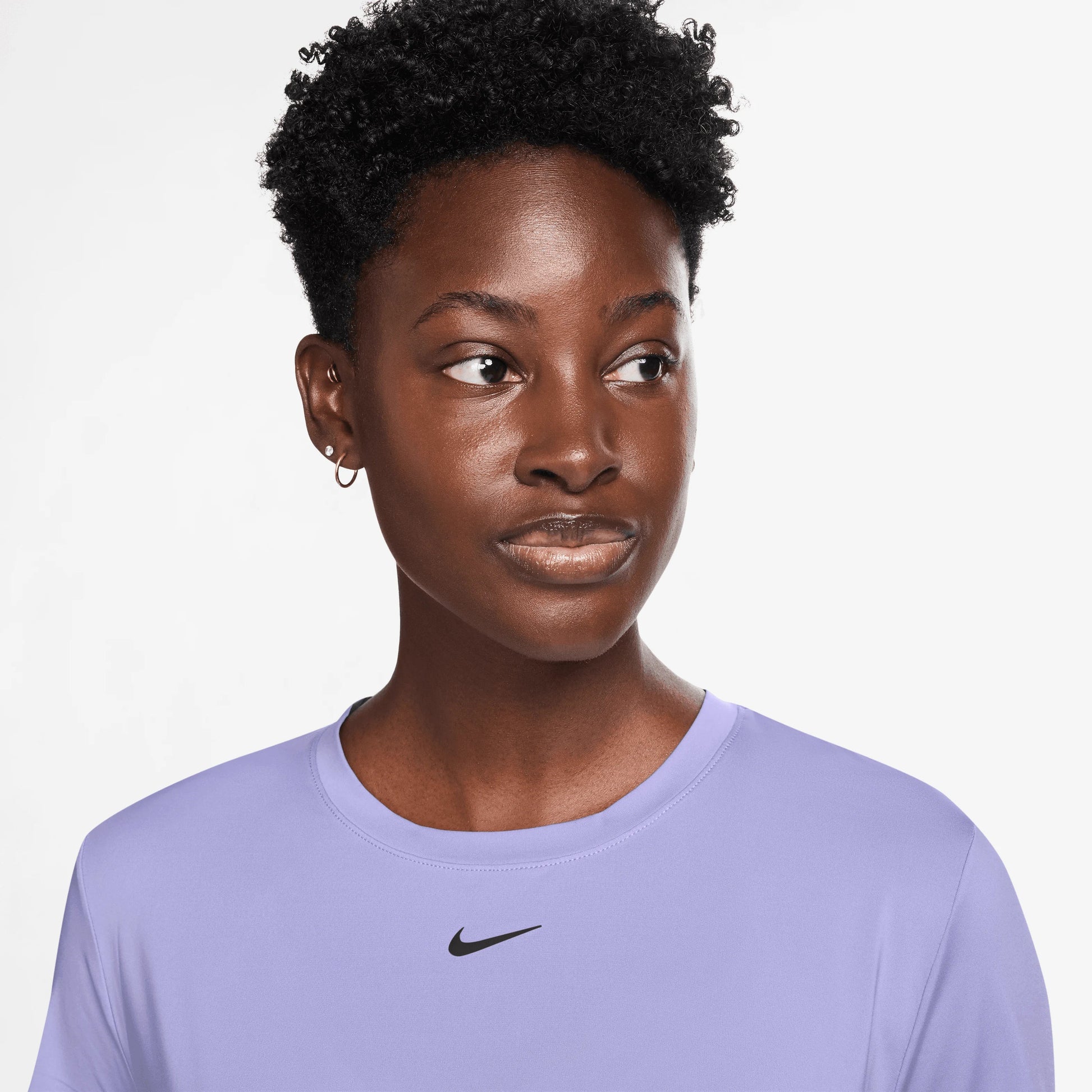 Women`s One Classic Twist Short Sleeve Top Lilac Ice and Black Apparel Nike