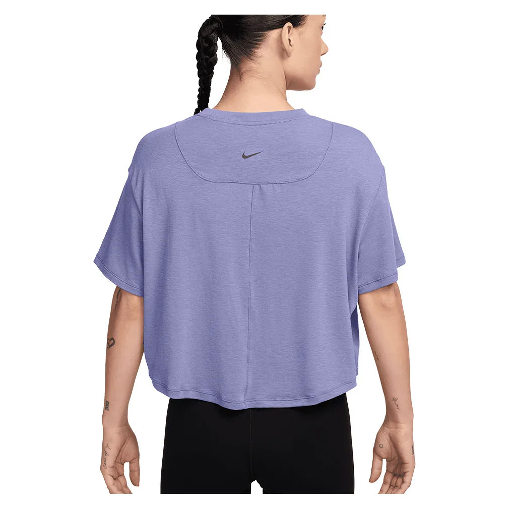 Women`s One Relaxed Dri-FIT Cropped Short Sleeve Top Lilac Ice and Clear Apparel Nike