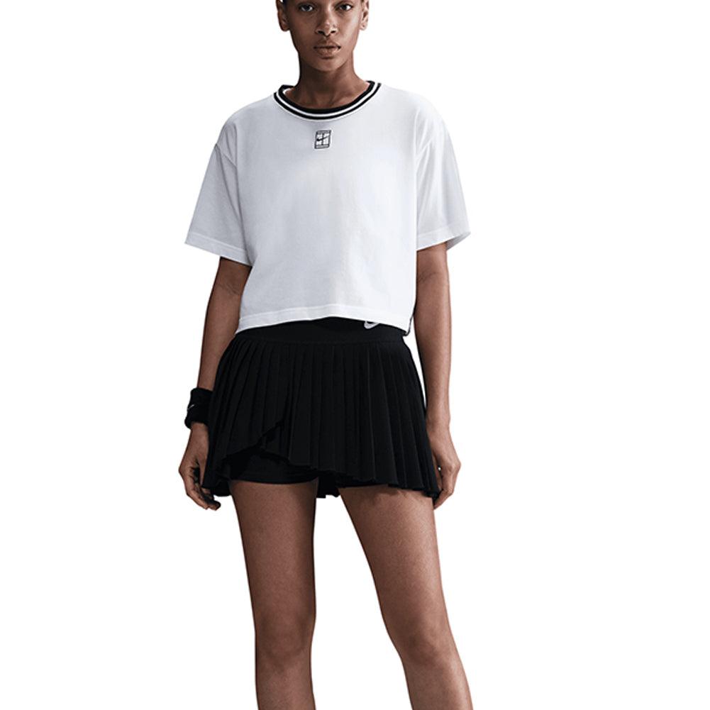 Women`s Dri-Fit Short Sleeve Cropped Tennis Top White Apparel Nike