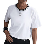 Women`s Dri-Fit Short Sleeve Cropped Tennis Top White Apparel Nike