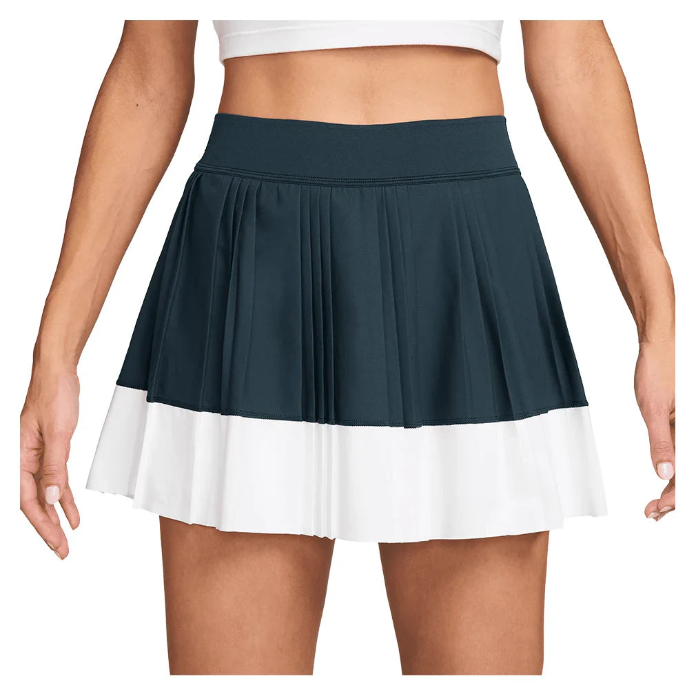 Women`s Court Dri-FIT Advantage Pleated Stripe Tennis Skort Armory Navy and White Apparel Nike