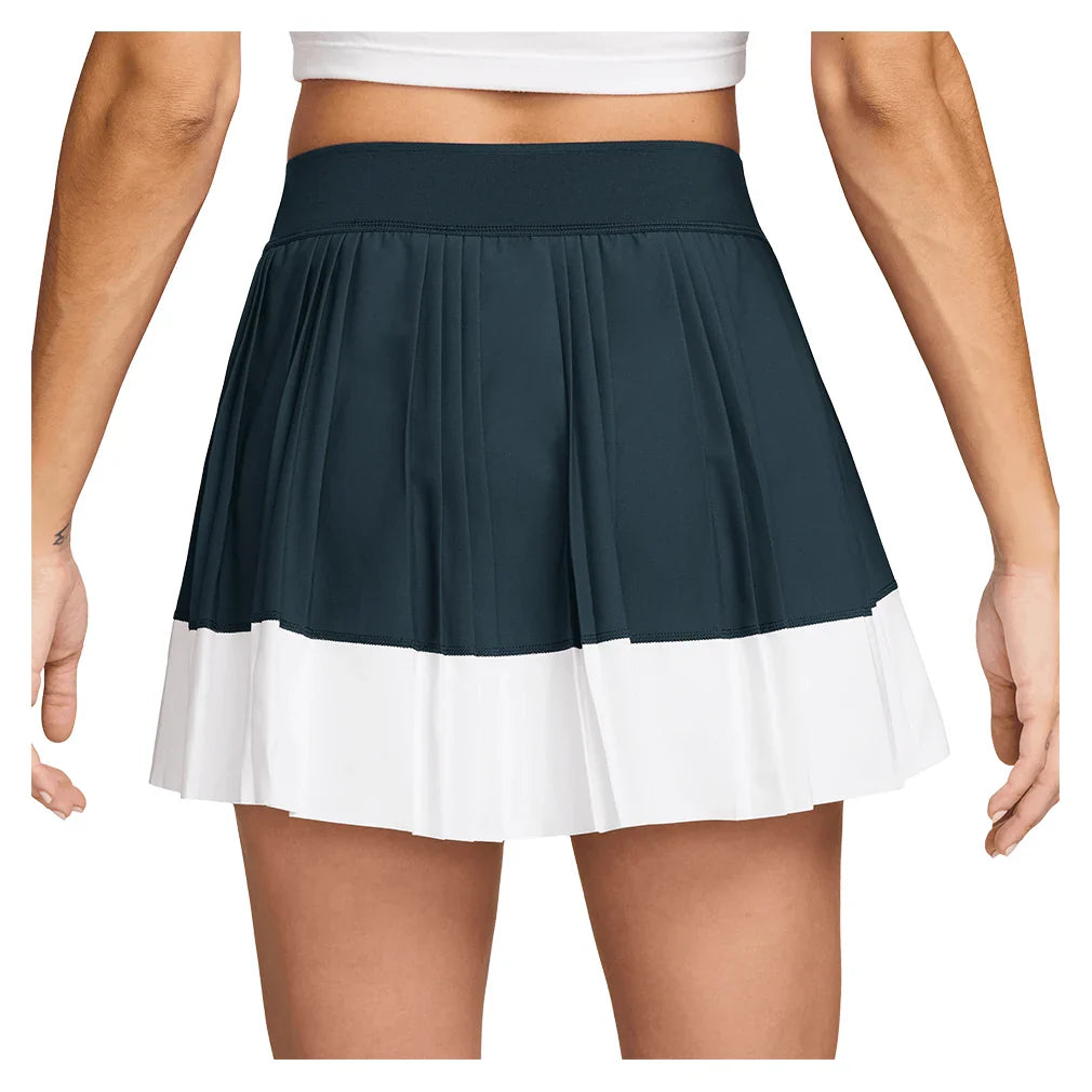 Women`s Court Dri-FIT Advantage Pleated Stripe Tennis Skort Armory Navy and White Apparel Nike
