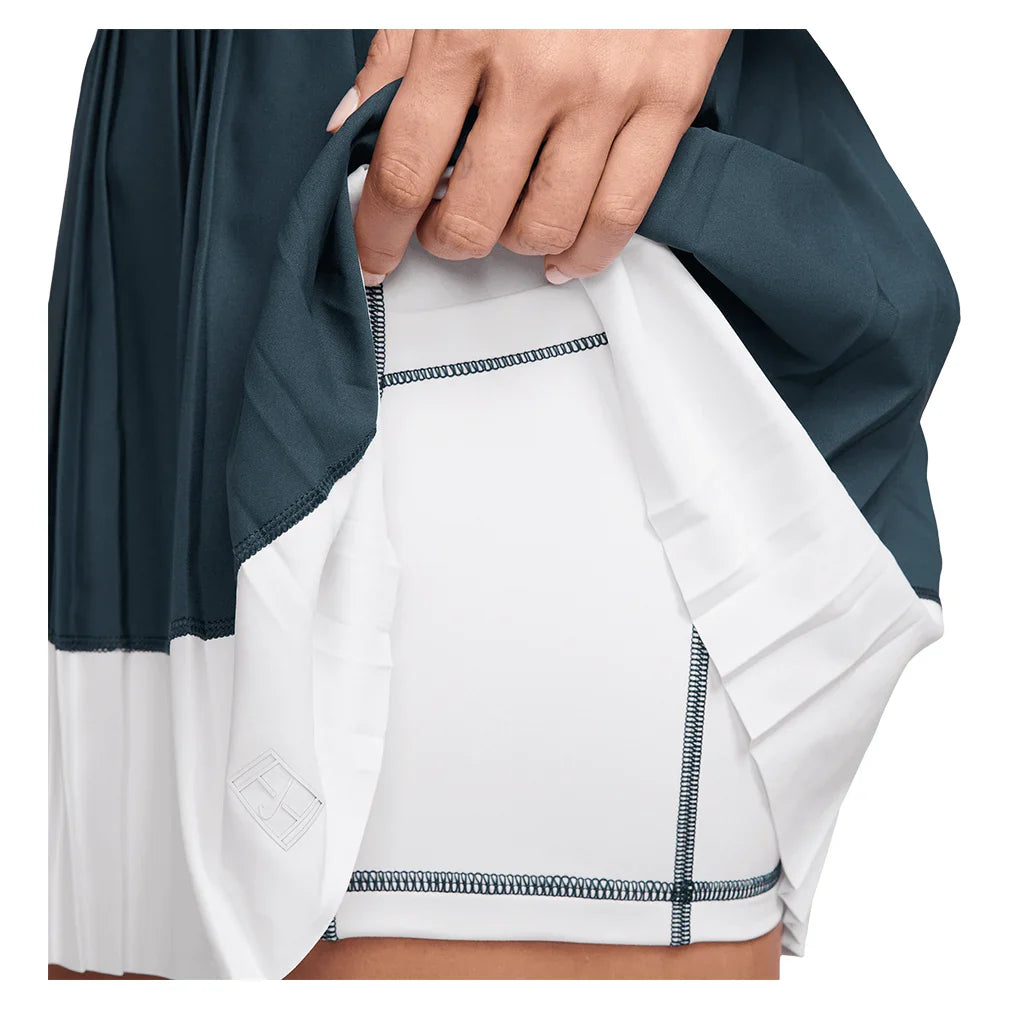 Women`s Court Dri-FIT Advantage Pleated Stripe Tennis Skort Armory Navy and White Apparel Nike