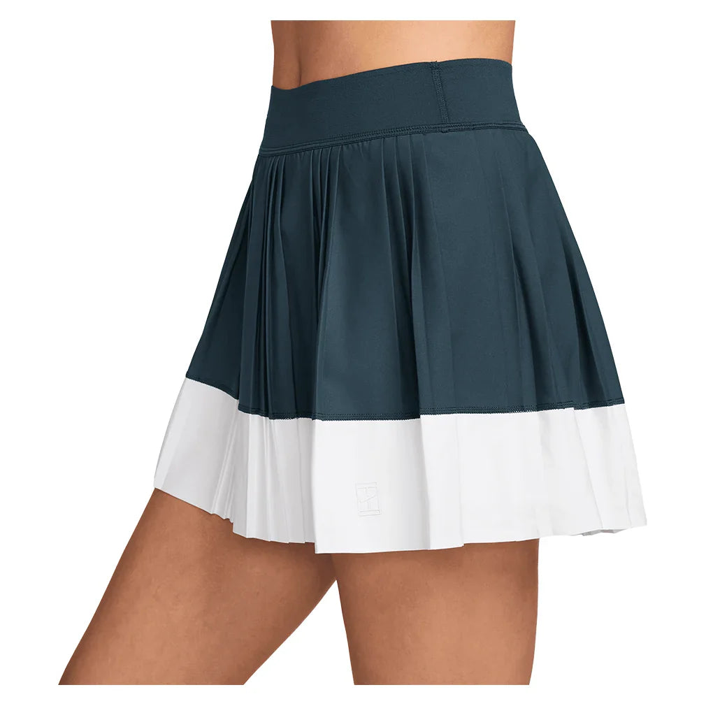 Women`s Court Dri-FIT Advantage Pleated Stripe Tennis Skort Armory Navy and White Apparel Nike