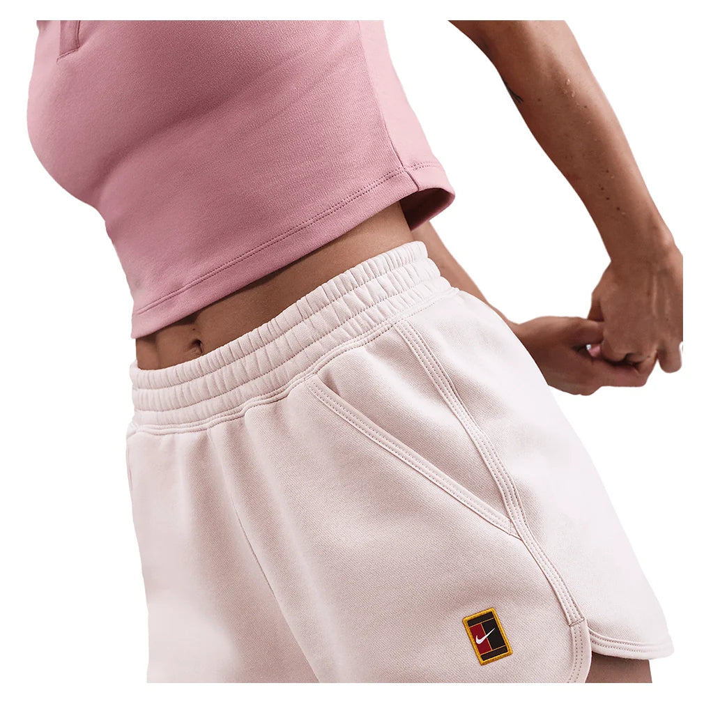 Women's Court Heritage Mid-Rise Fleece Tennis Shorts Silt Red Apparel Nike