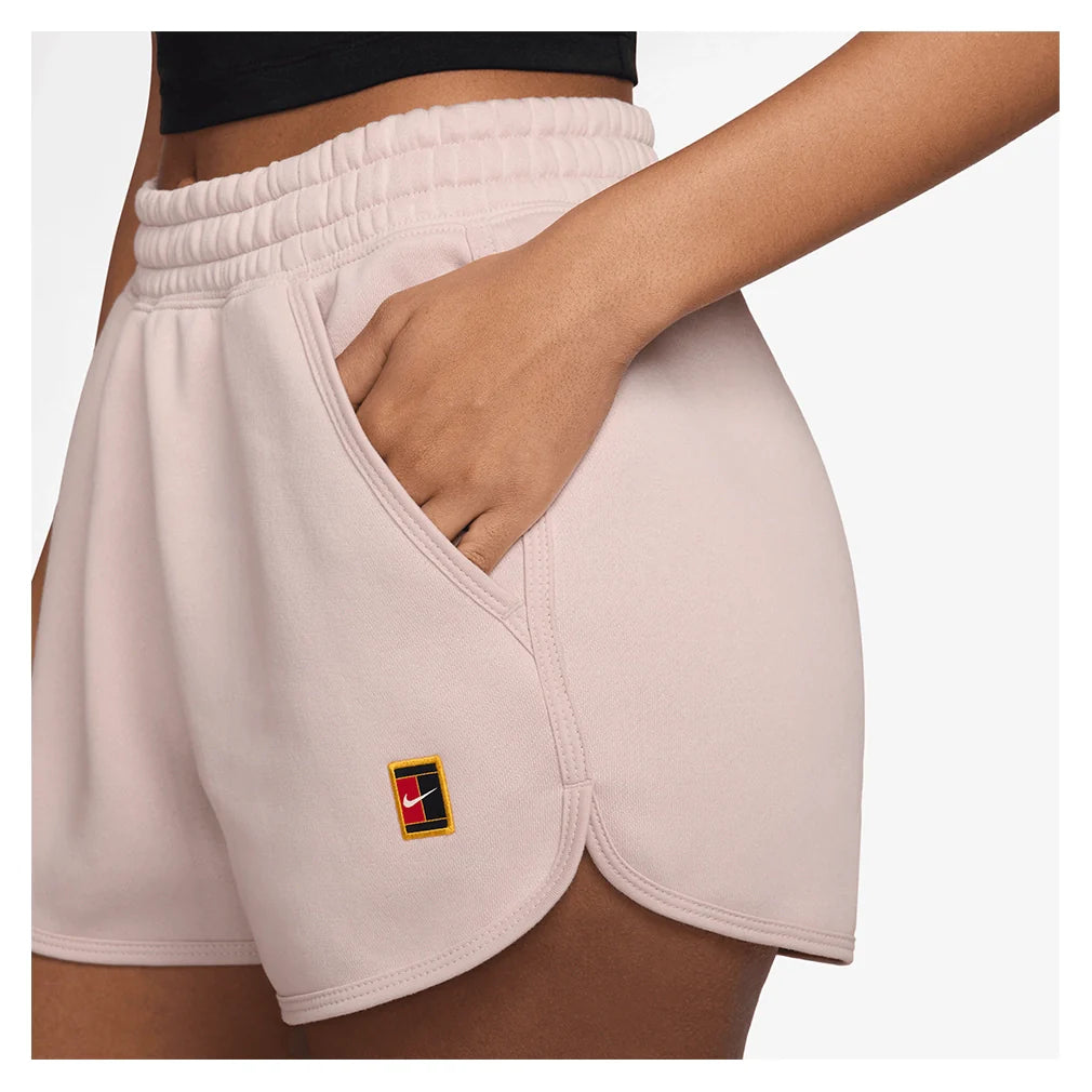Women's Court Heritage Mid-Rise Fleece Tennis Shorts Silt Red Apparel Nike