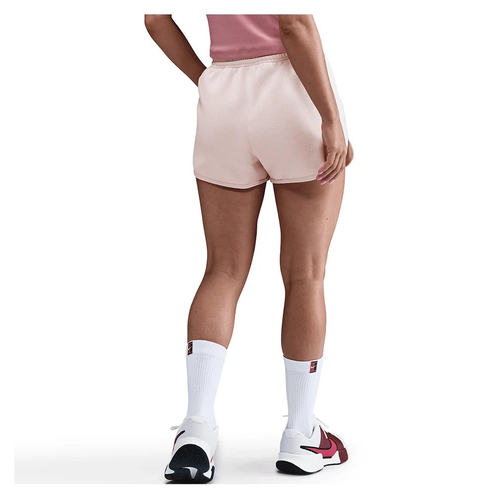 Women's Court Heritage Mid-Rise Fleece Tennis Shorts Silt Red Apparel Nike