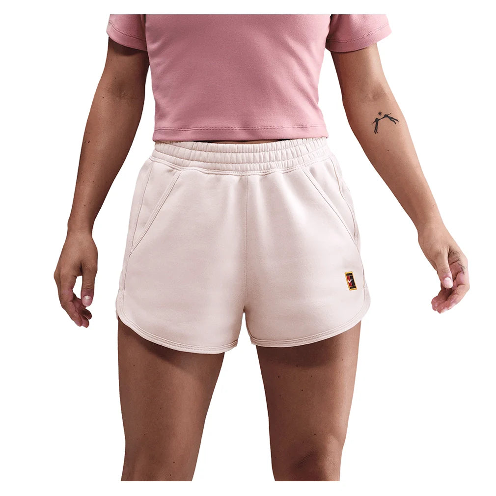 Women's Court Heritage Mid-Rise Fleece Tennis Shorts Silt Red Apparel Nike