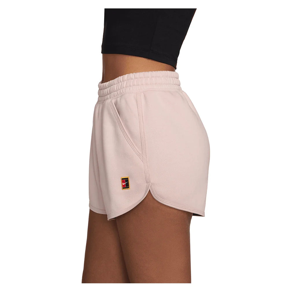 Women's Court Heritage Mid-Rise Fleece Tennis Shorts Silt Red Apparel Nike
