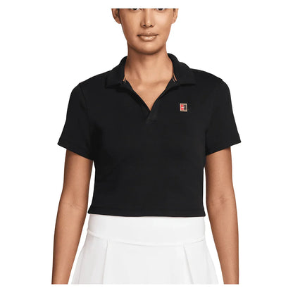 Women`s Court Heritage Short-Sleeve Cropped Tennis Polo Apparel Nike