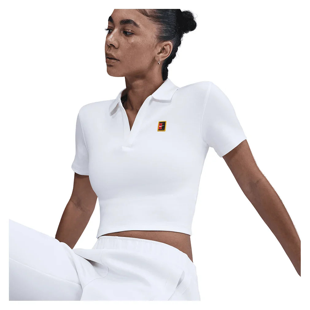 Women`s Court Heritage Short-Sleeve Cropped Tennis Polo Apparel Nike