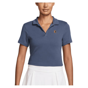 Women`s Court Heritage Short-Sleeve Cropped Tennis Polo Diffused Blue Apparel Nike