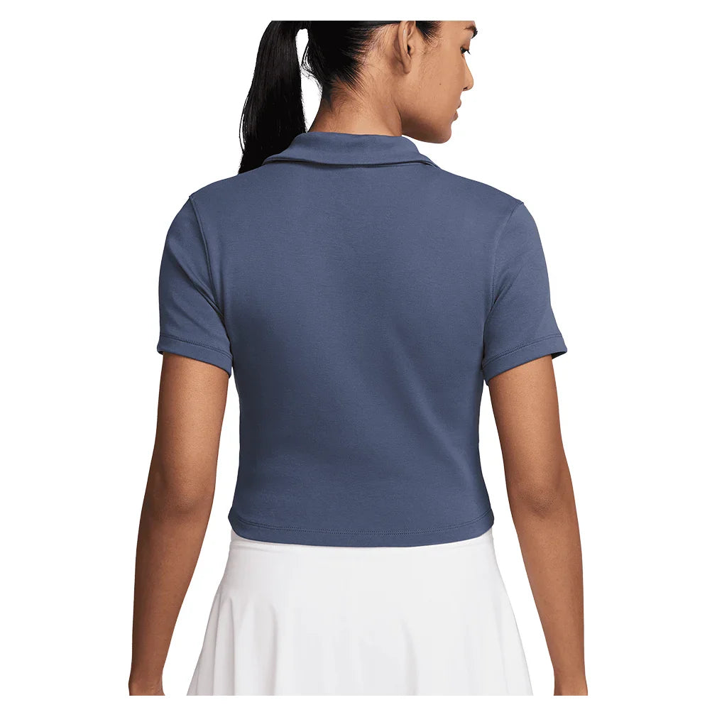 Women`s Court Heritage Short-Sleeve Cropped Tennis Polo Diffused Blue Apparel Nike