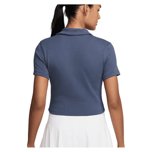 Women`s Court Heritage Short-Sleeve Cropped Tennis Polo Diffused Blue Apparel Nike
