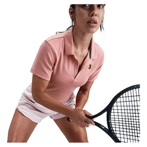 Women's Court Heritage Short-Sleeve Cropped Tennis Polo Red Stardust Apparel Nike