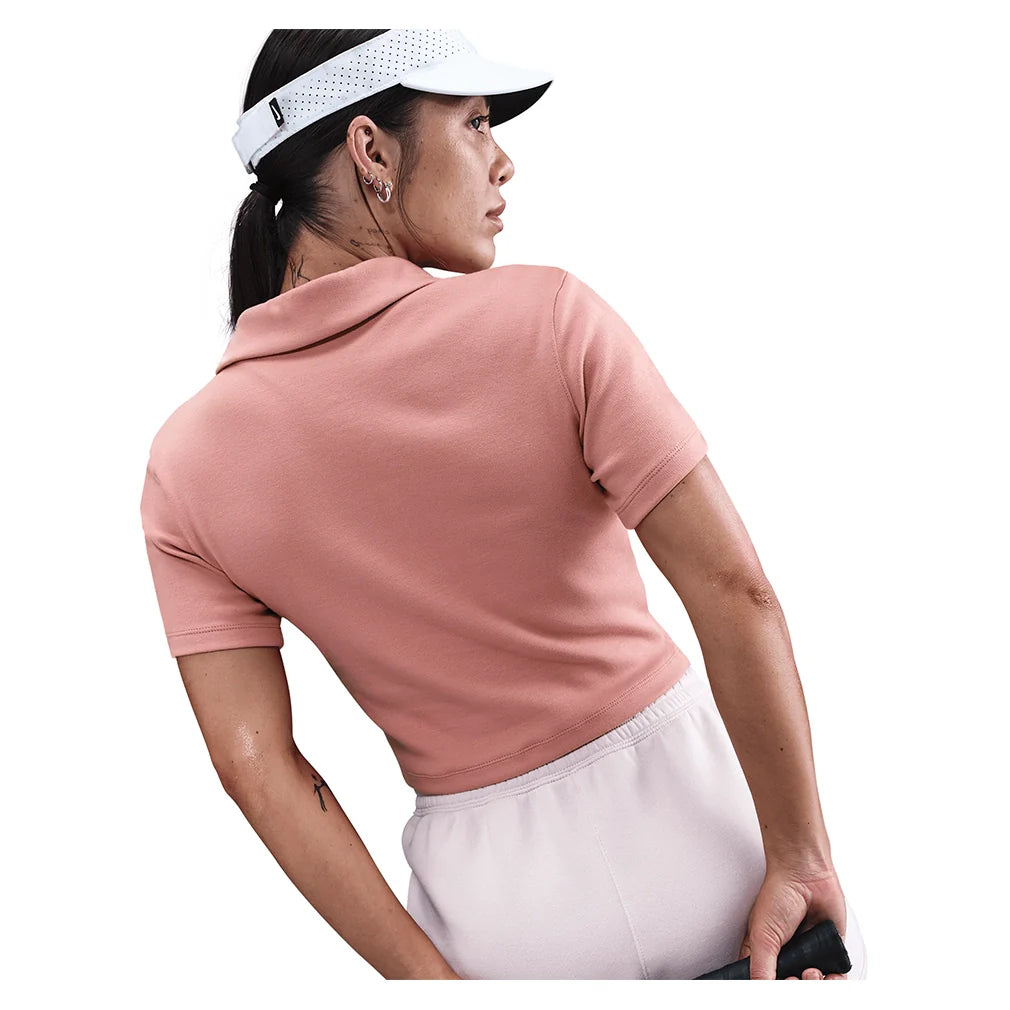 Women's Court Heritage Short-Sleeve Cropped Tennis Polo Red Stardust Apparel Nike