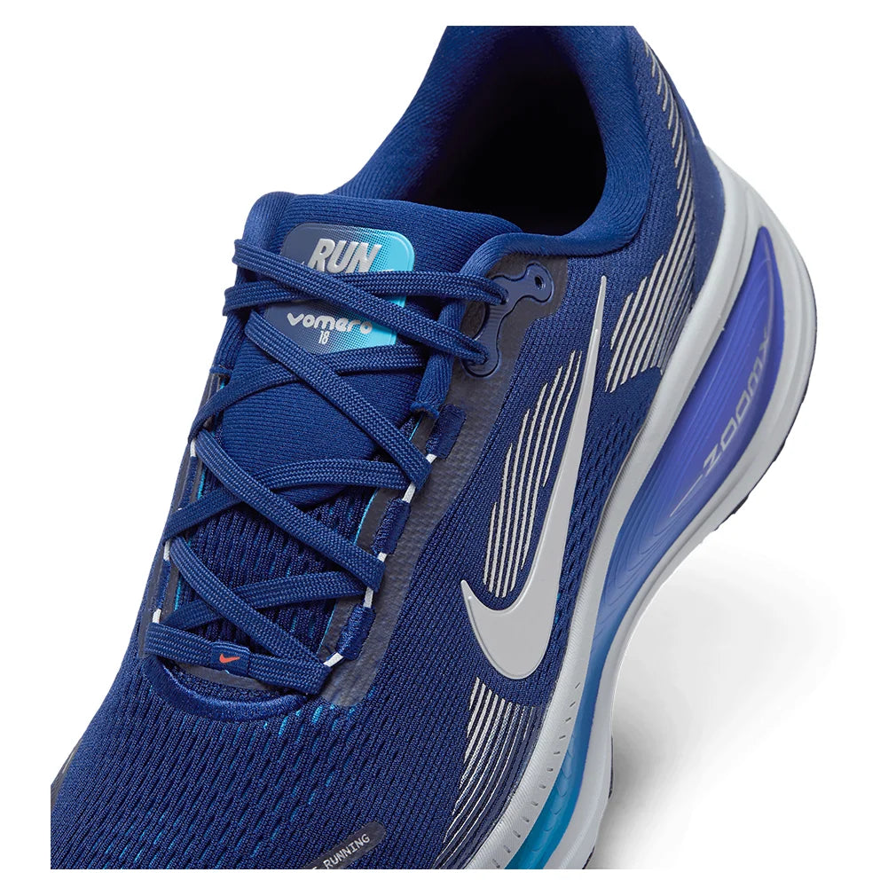 Men`s Vomero 18 Running Shoes Blue Void and Metallic Silver Footwear Nike