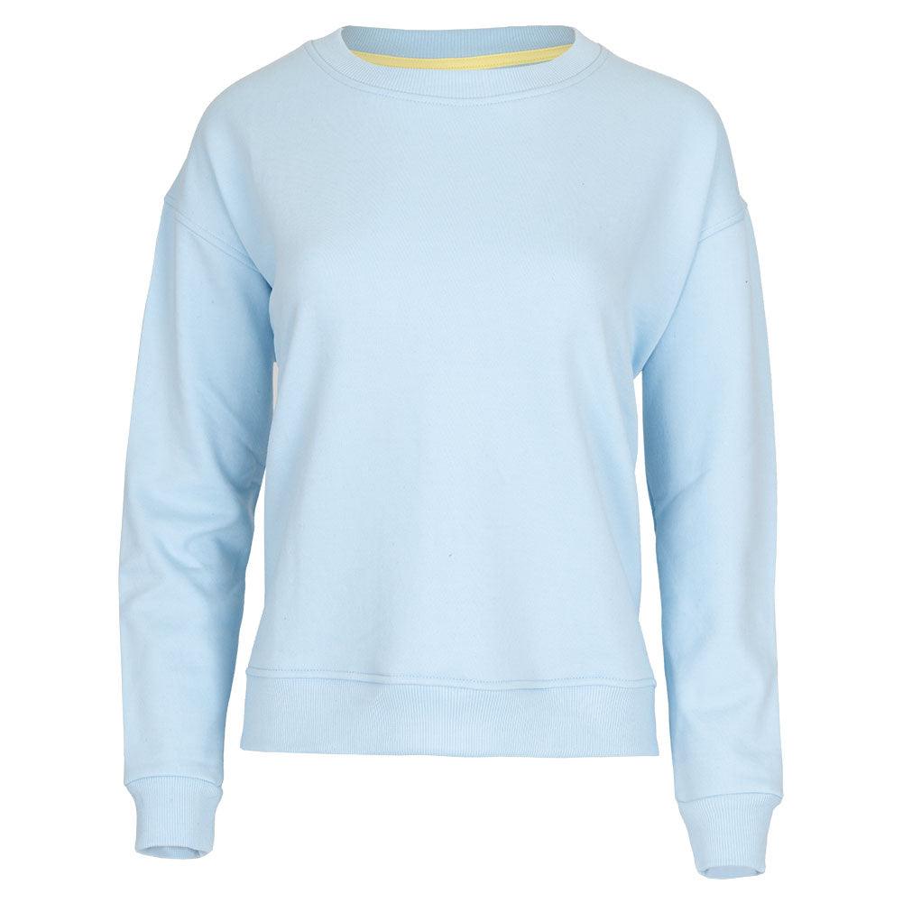 Women`s Happiest On The Court Pickleball Sweatshirt Blue and Yellow Apparel CourtLife