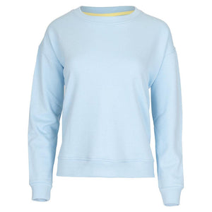 Women`s Happiest On The Court Pickleball Sweatshirt Blue and Yellow Apparel CourtLife
