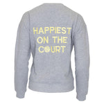 Women`s Happiest On The Court Tennis Sweatshirt Grey and Yellow Apparel CourtLife