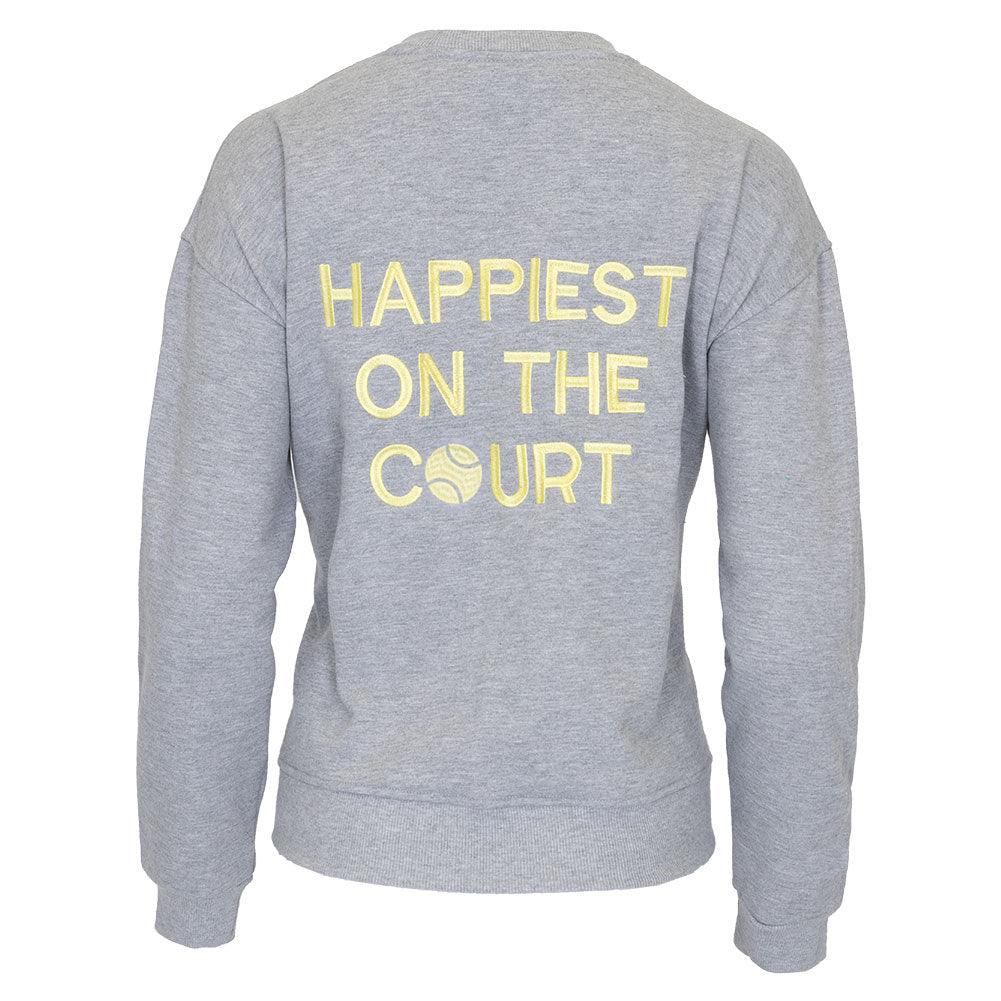 Women`s Happiest On The Court Tennis Sweatshirt Grey and Yellow Apparel CourtLife