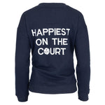 Women`s Happiest On The Court Pickleball Sweatshirt Navy and White Apparel CourtLife