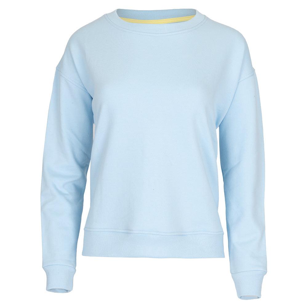 Women`s Happiest On The Court Tennis Sweatshirt Blue and Yellow Apparel CourtLife
