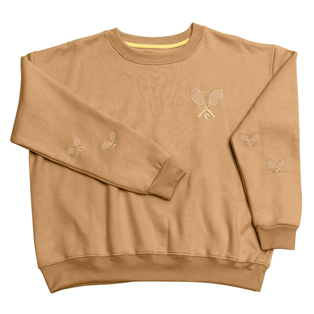 Women's Happiest On The Court Tennis Sweatshirt Camel Apparel CourtLife