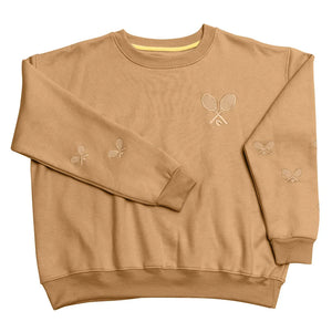 Women's Happiest On The Court Tennis Sweatshirt Camel Apparel CourtLife