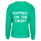 Women`s Happiest On The Court Tennis Sweatshirt Green and White Apparel CourtLife