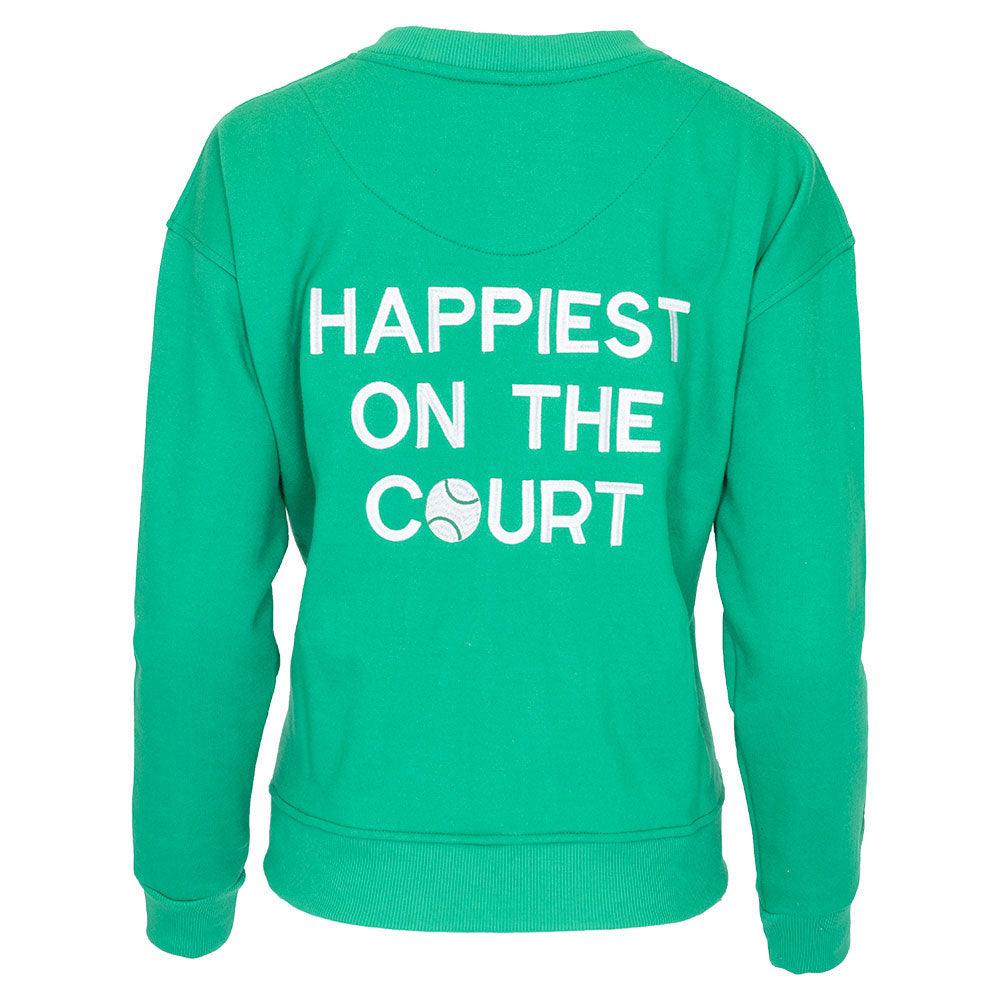 Women`s Happiest On The Court Tennis Sweatshirt Green and White Apparel CourtLife