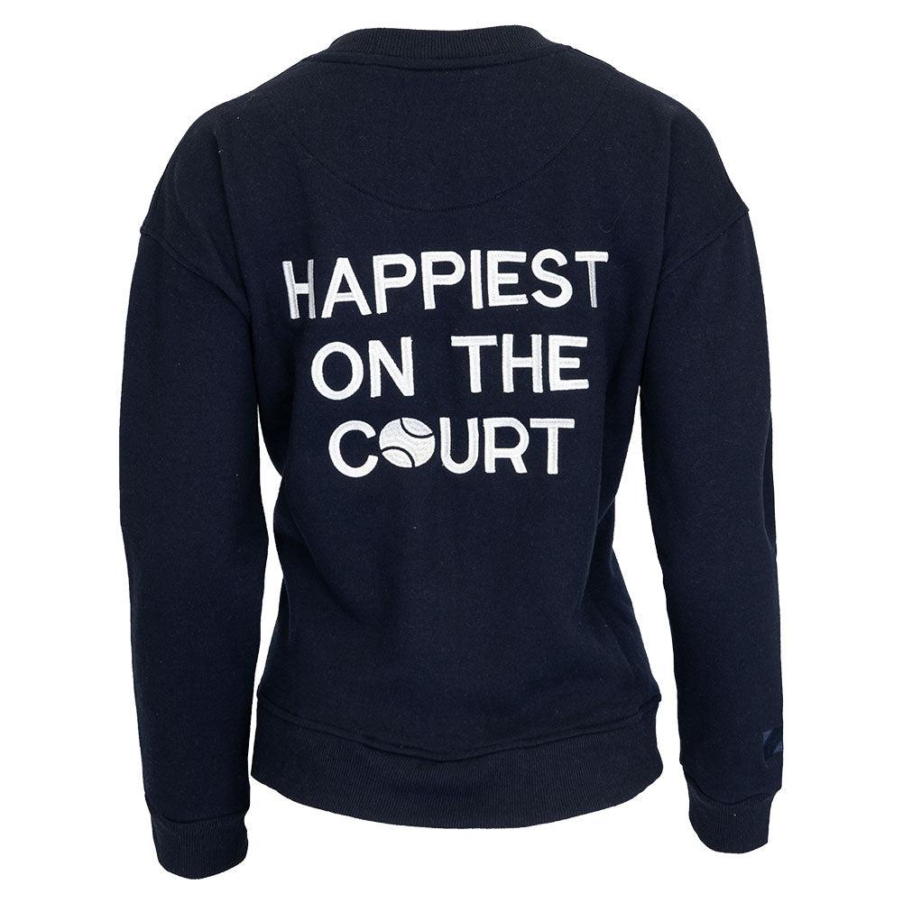 Women`s Happiest On The Court Tennis Sweatshirt Navy and White Apparel CourtLife