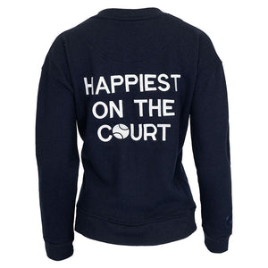 Women`s Happiest On The Court Tennis Sweatshirt Navy and White Apparel CourtLife