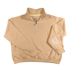 Women's Happiest On The Court 1/4 Zip Tennis Sweatshirt Camel Apparel CourtLife