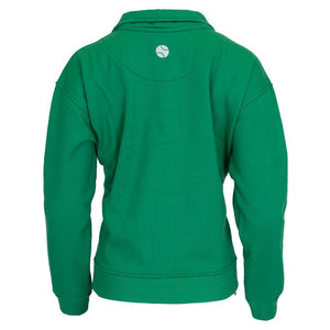 Women`s Happiest On The Court 1/4 Zip Tennis Sweatshirt Green and White Apparel CourtLife