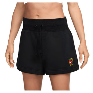 Women`s Court High-Waisted Heritage Phoenix Fleece Tennis Shorts Black Apparel Nike