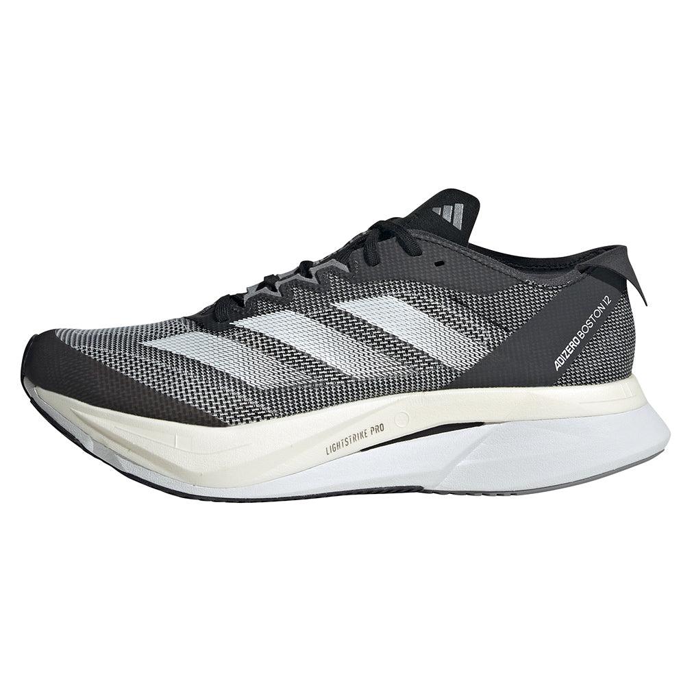 Women`s Adizero Boston 12 Running Shoes Core Black and White Footwear Adidas