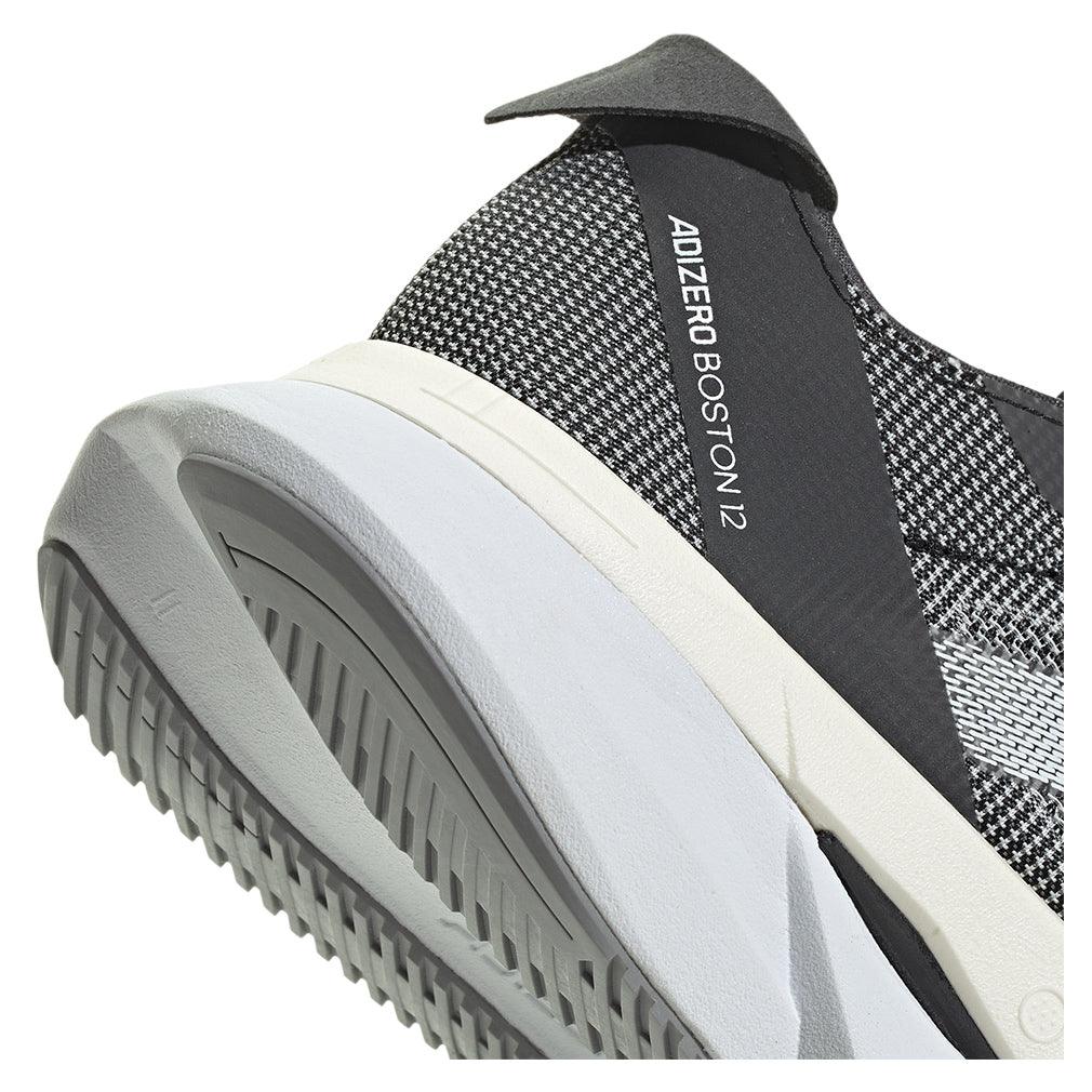 Women`s Adizero Boston 12 Running Shoes Core Black and White Footwear Adidas