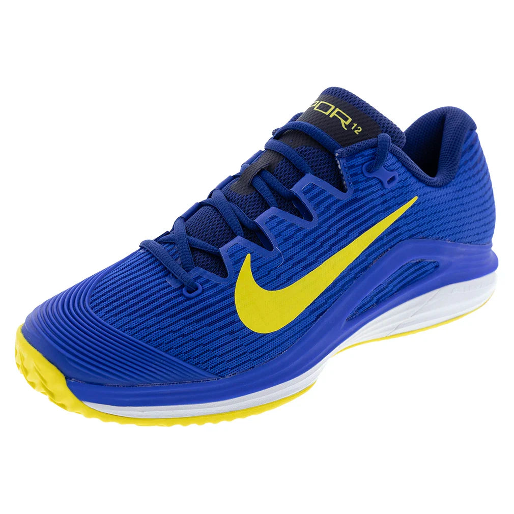 Men`s Zoom Vapor 12 Clay Tennis Shoes Racer Blue and Lightening Footwear Nike