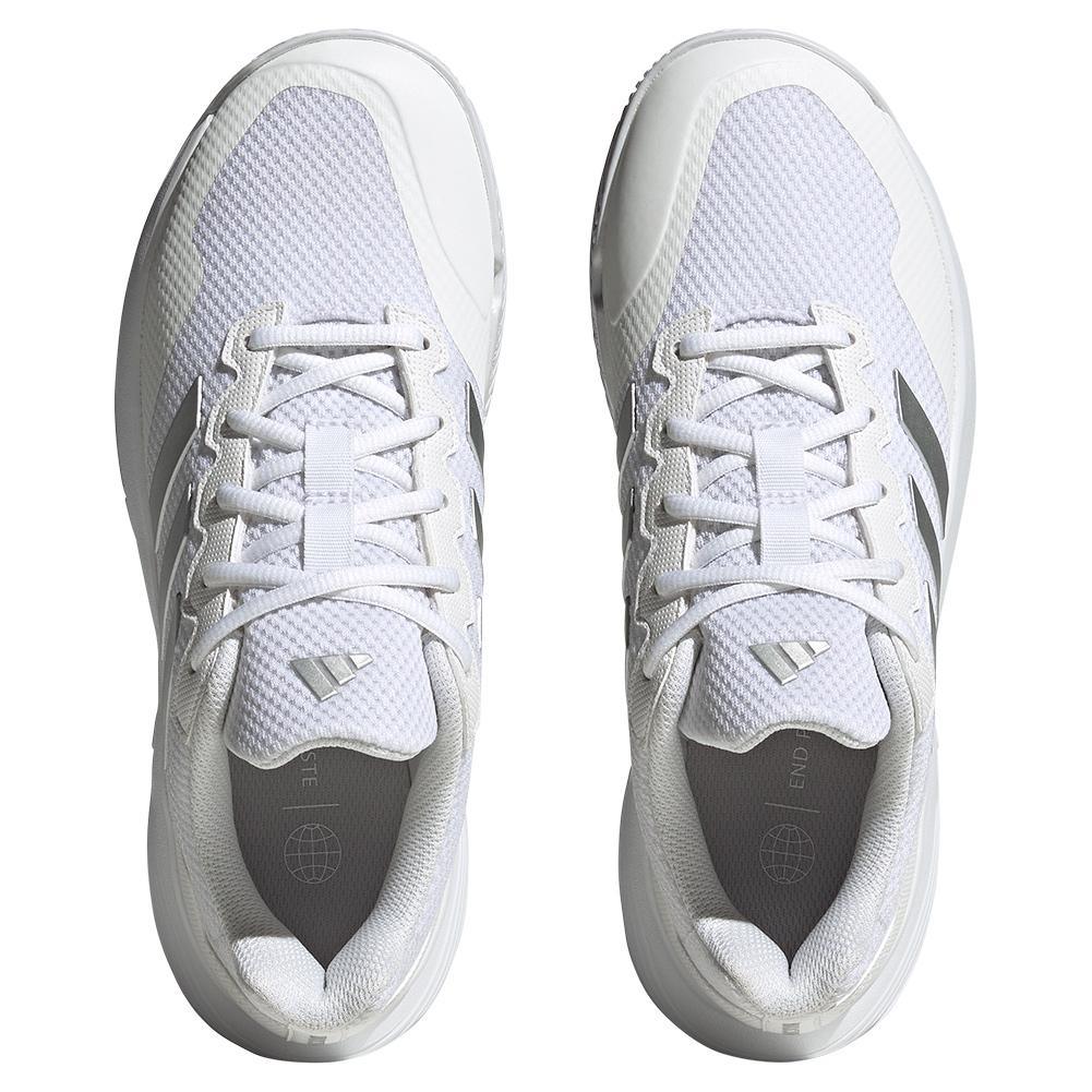 Women's GameCourt 2 Tennis Shoes Footwear White and Metallic Silver Footwear Adidas
