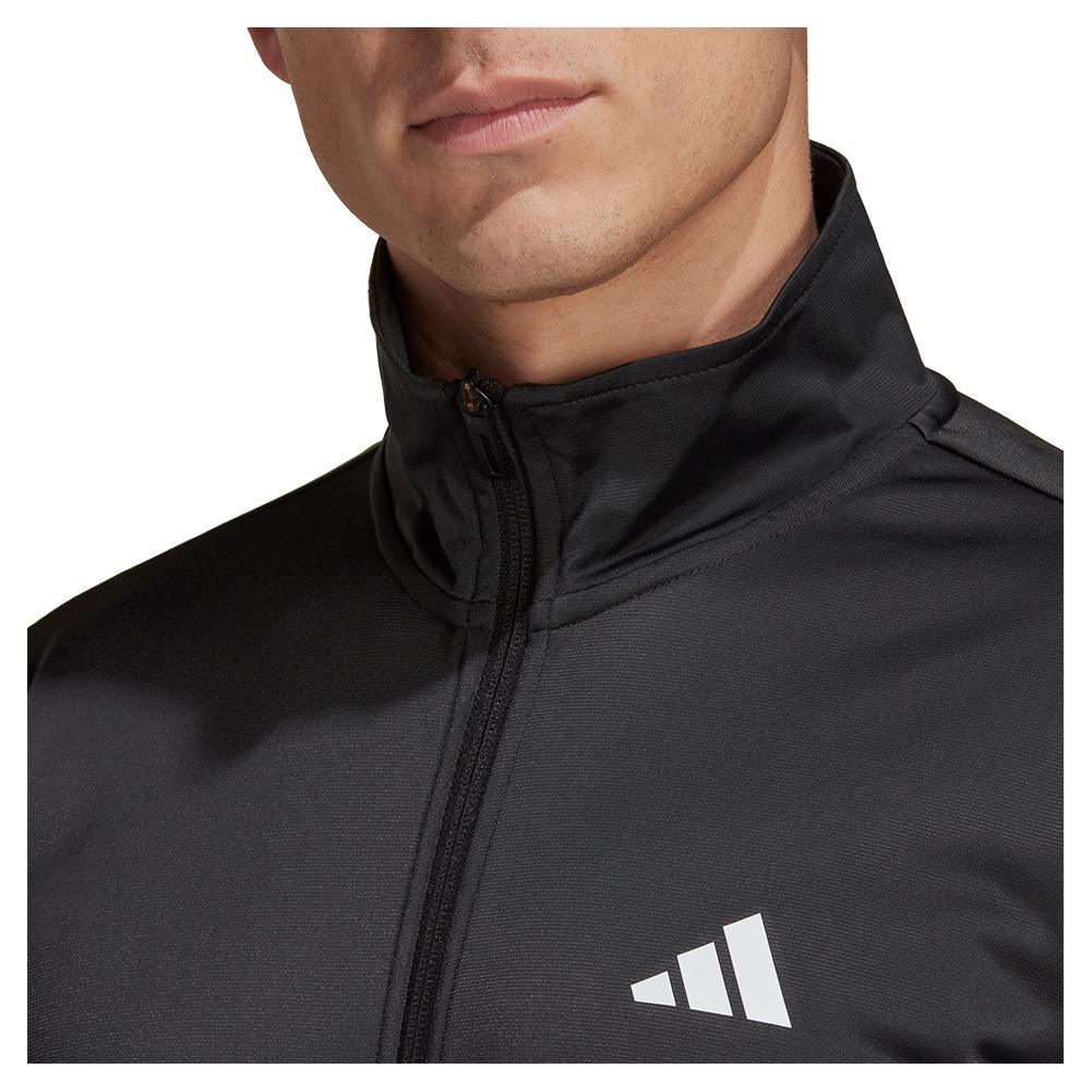 Men's 3-Stripe Knitted Tennis Jacket Black Apparel Adidas