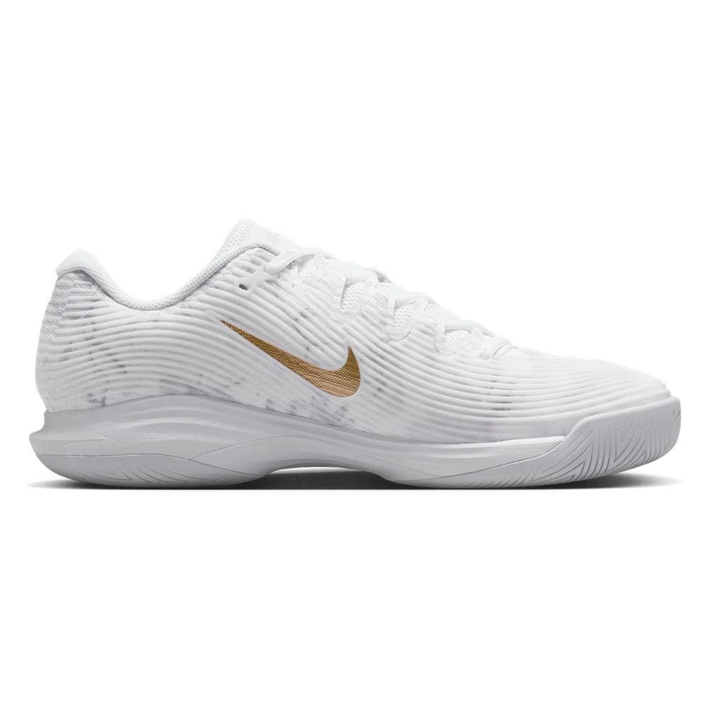 Men's Zoom Vapor 12 Magnolia Tennis Shoes White and Metallic Gold Footwear Nike