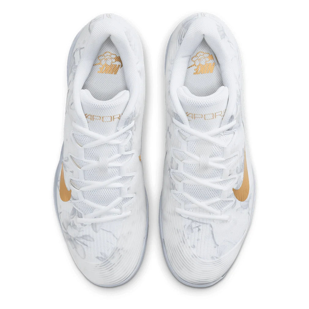 Men's Zoom Vapor 12 Magnolia Tennis Shoes White and Metallic Gold Footwear Nike