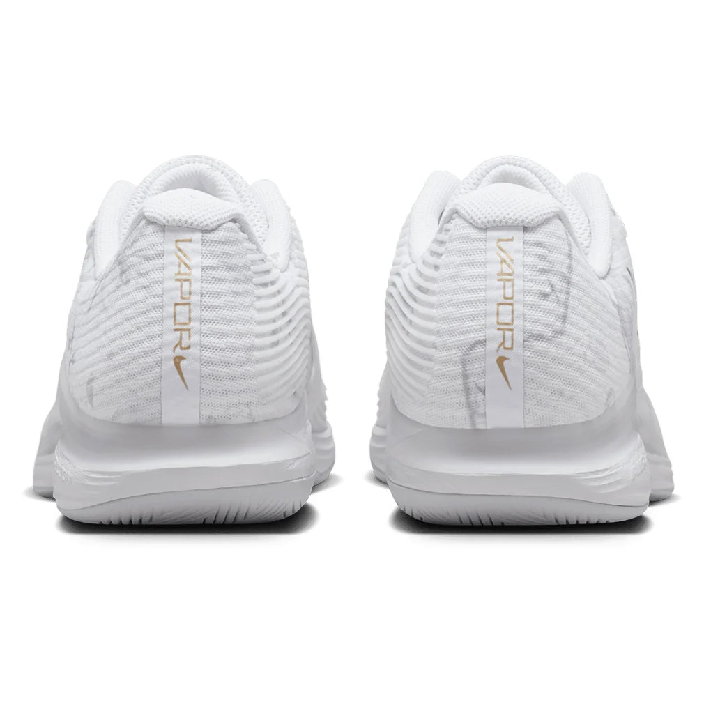 Men's Zoom Vapor 12 Magnolia Tennis Shoes White and Metallic Gold Footwear Nike