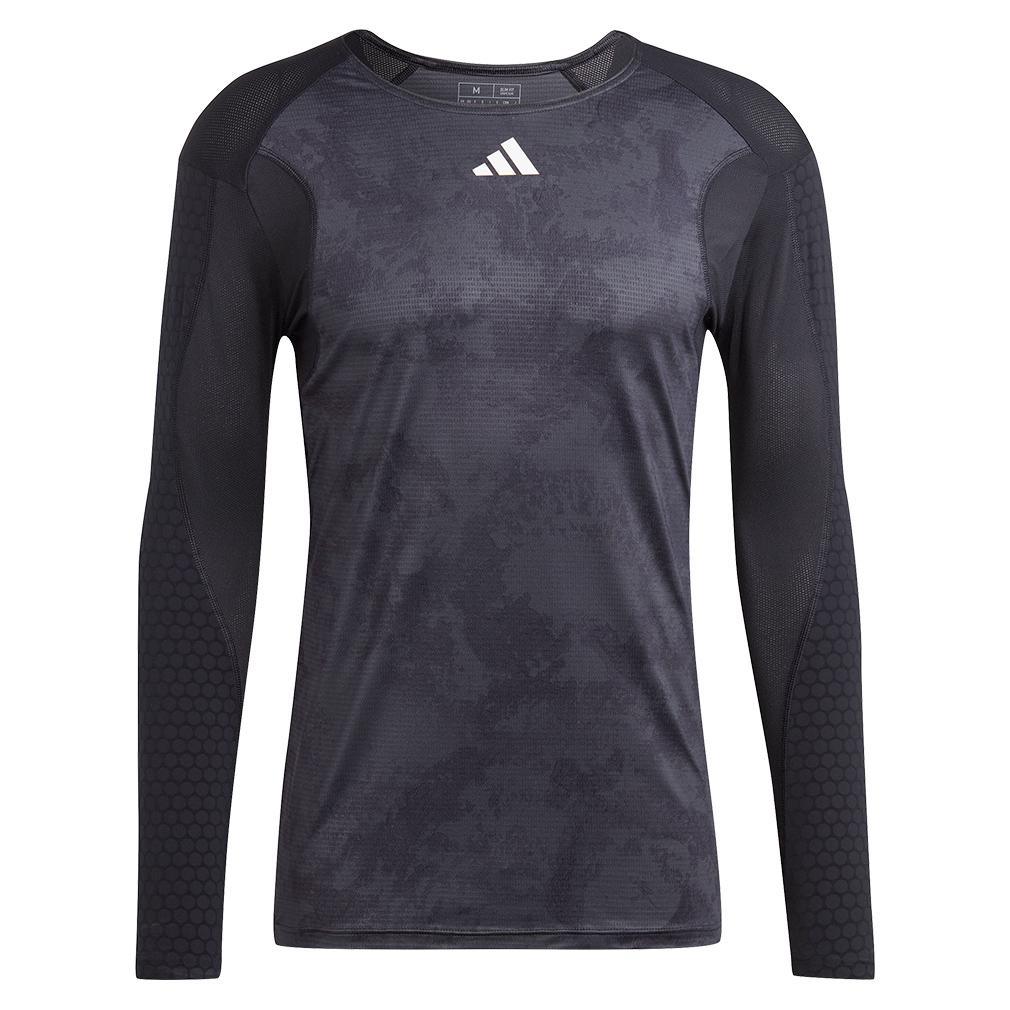 Men's Paris Long Sleeve Tennis Top Carbon and Black Apparel Adidas