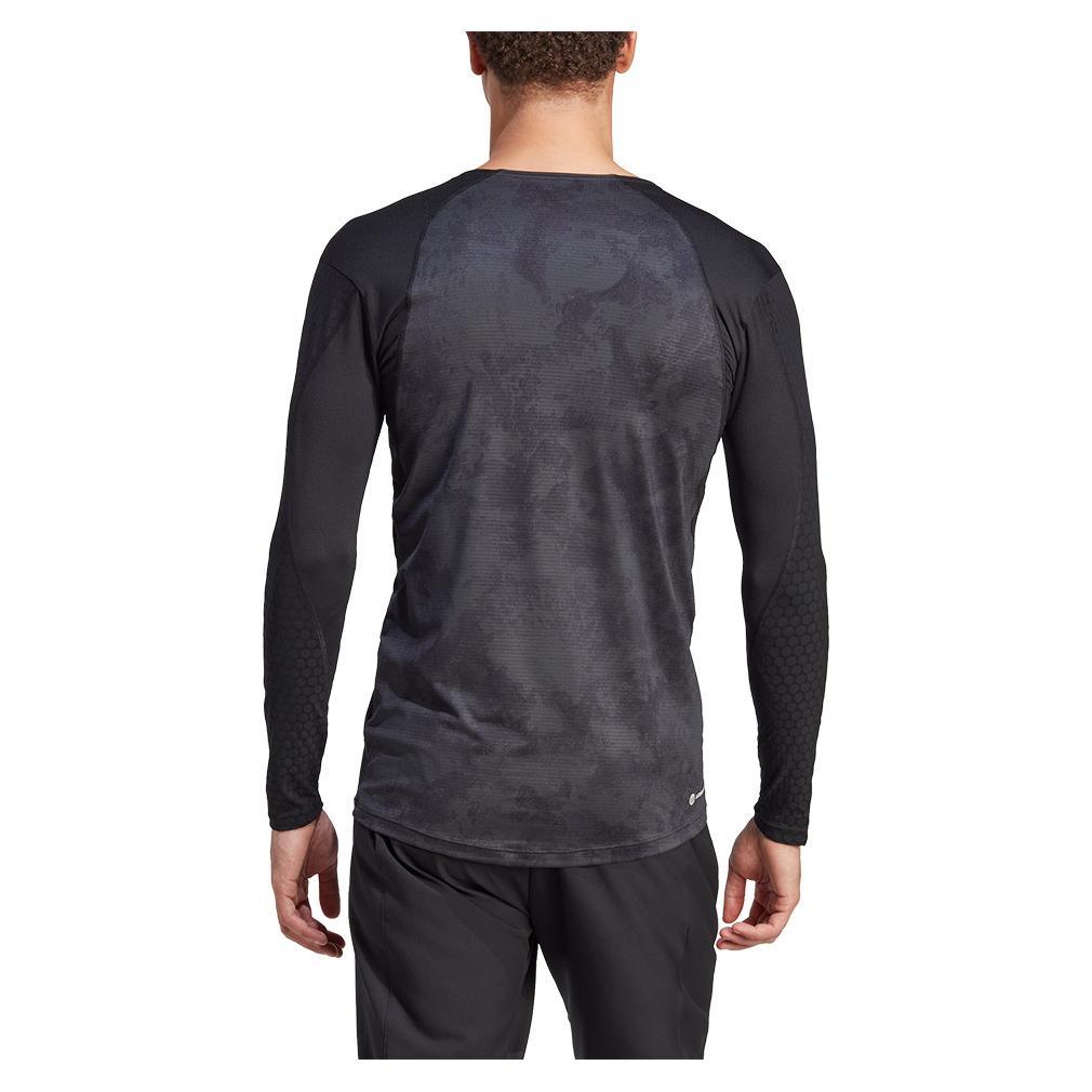 Men's Paris Long Sleeve Tennis Top Carbon and Black Apparel Adidas