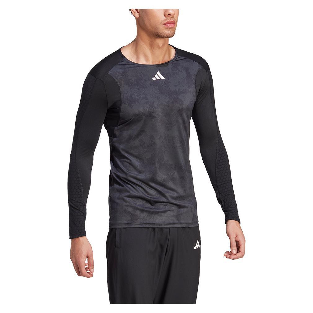 Men's Paris Long Sleeve Tennis Top Carbon and Black Apparel Adidas