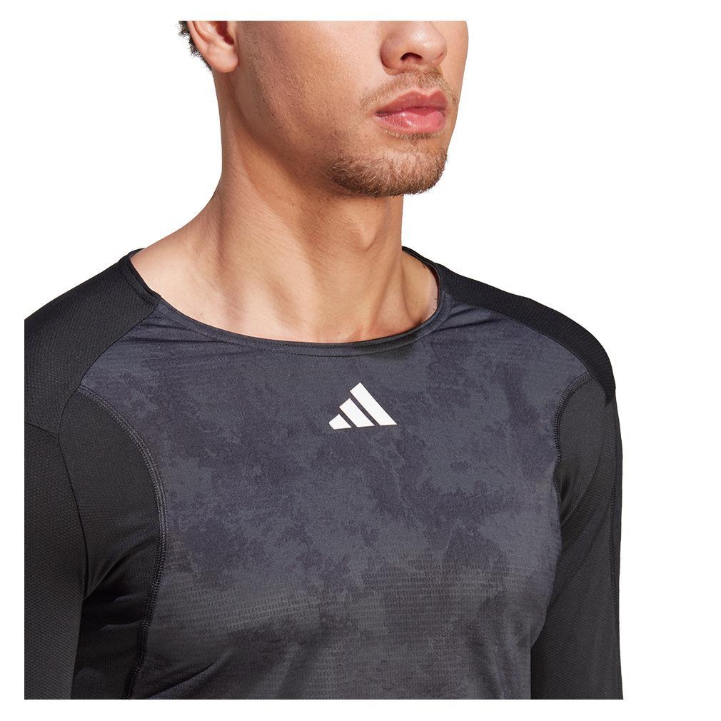 Men's Paris Long Sleeve Tennis Top Carbon and Black Apparel Adidas
