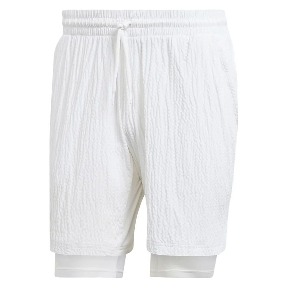 Mens Seersucker AeroReady Pro Tennis Short White Apparel Adidas